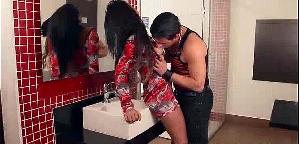  Shemale sex in a public bathroom